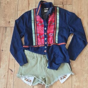Large - Vintage Gepetto Womens Denin Button-Up Shirt.